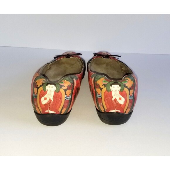ICON Women's Multicolor Printed Leather Flats Sz 8 Art To Wear Casual Bow - Picture 9 of 14